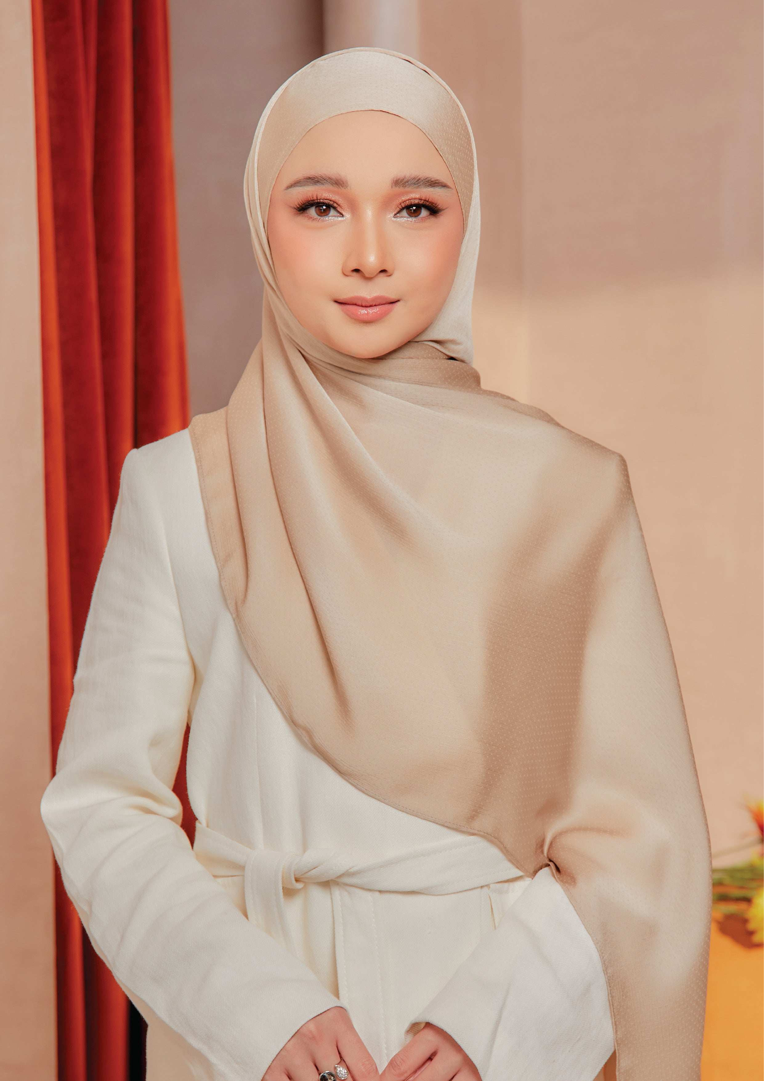 Style Shawl Satin Satin Shawl SWARA SATIN SHAWL TOASTED ALMOND