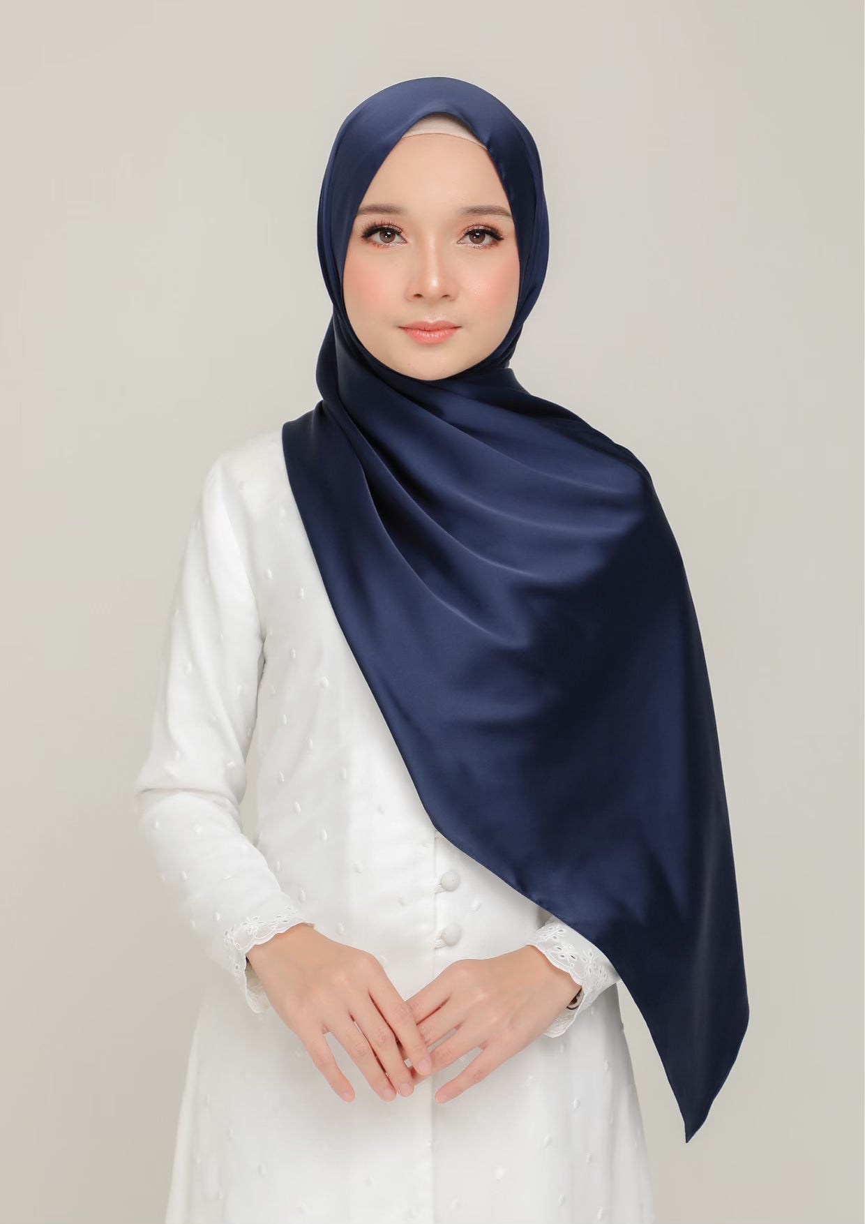 Royal Satin Shawl Midnight Blue - Main Image