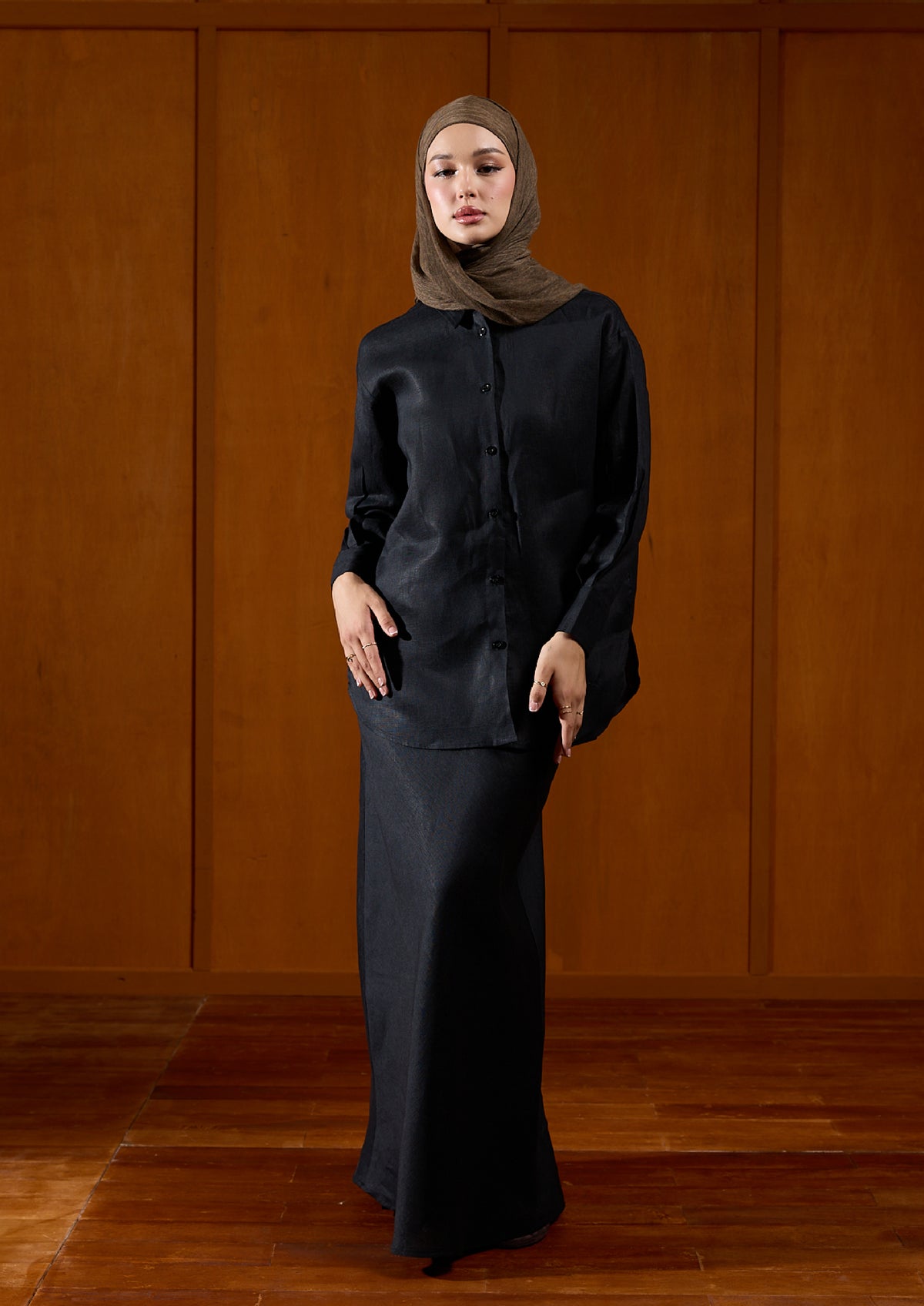Linen Skirt : Black