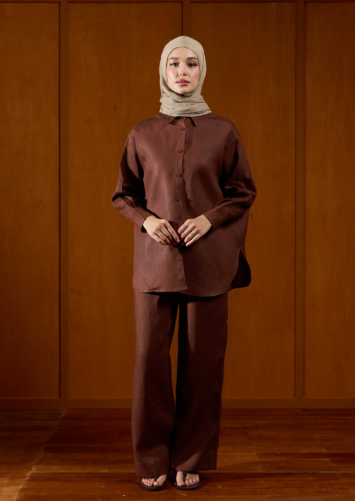 Linen Pants : Brown