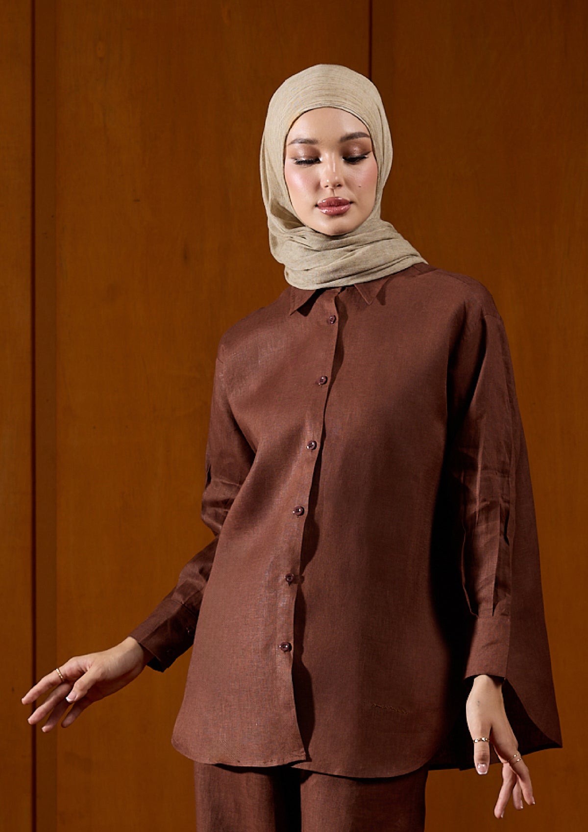 Linen Top : Brown