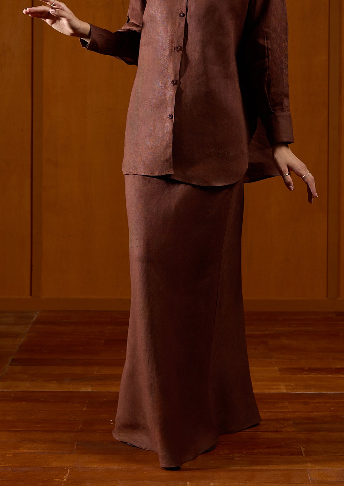 Linen Skirt : Brown