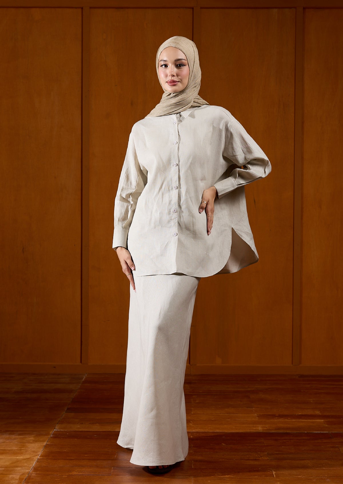 Linen Skirt : Clay