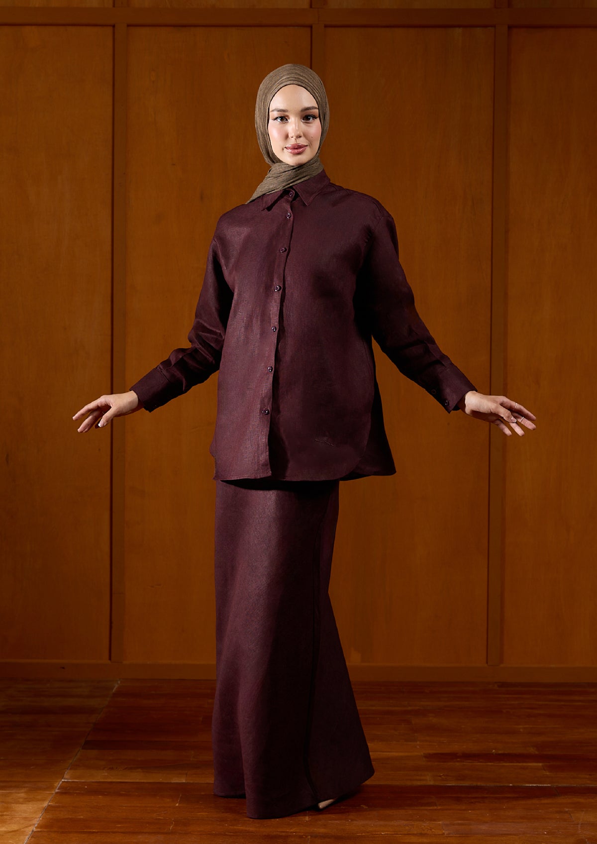 Linen Skirt : Deep Rust