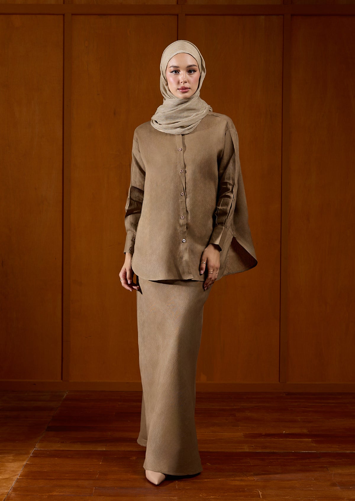 Linen Skirt : Hazelnut