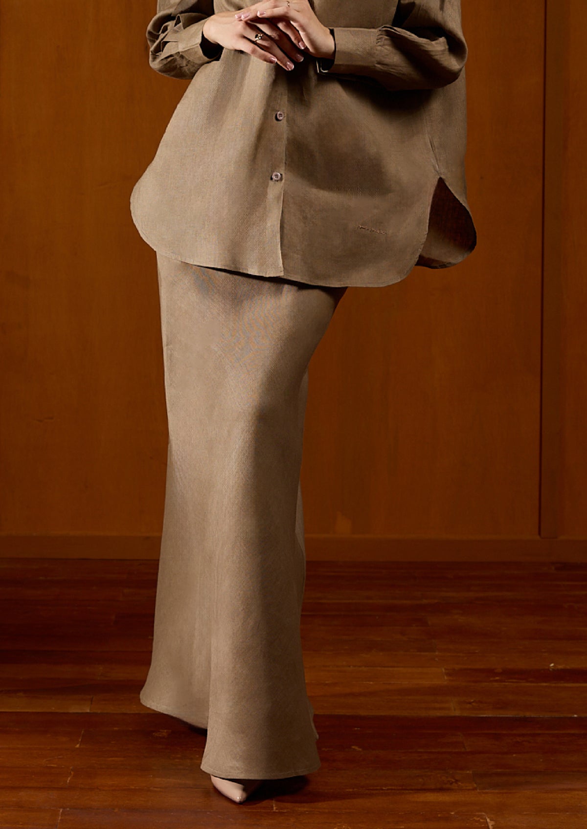 Linen Skirt : Hazelnut