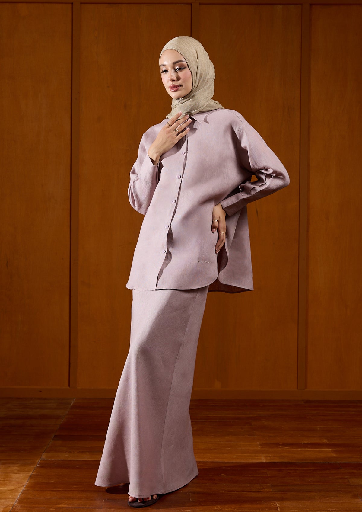 Linen Skirt : Mauve