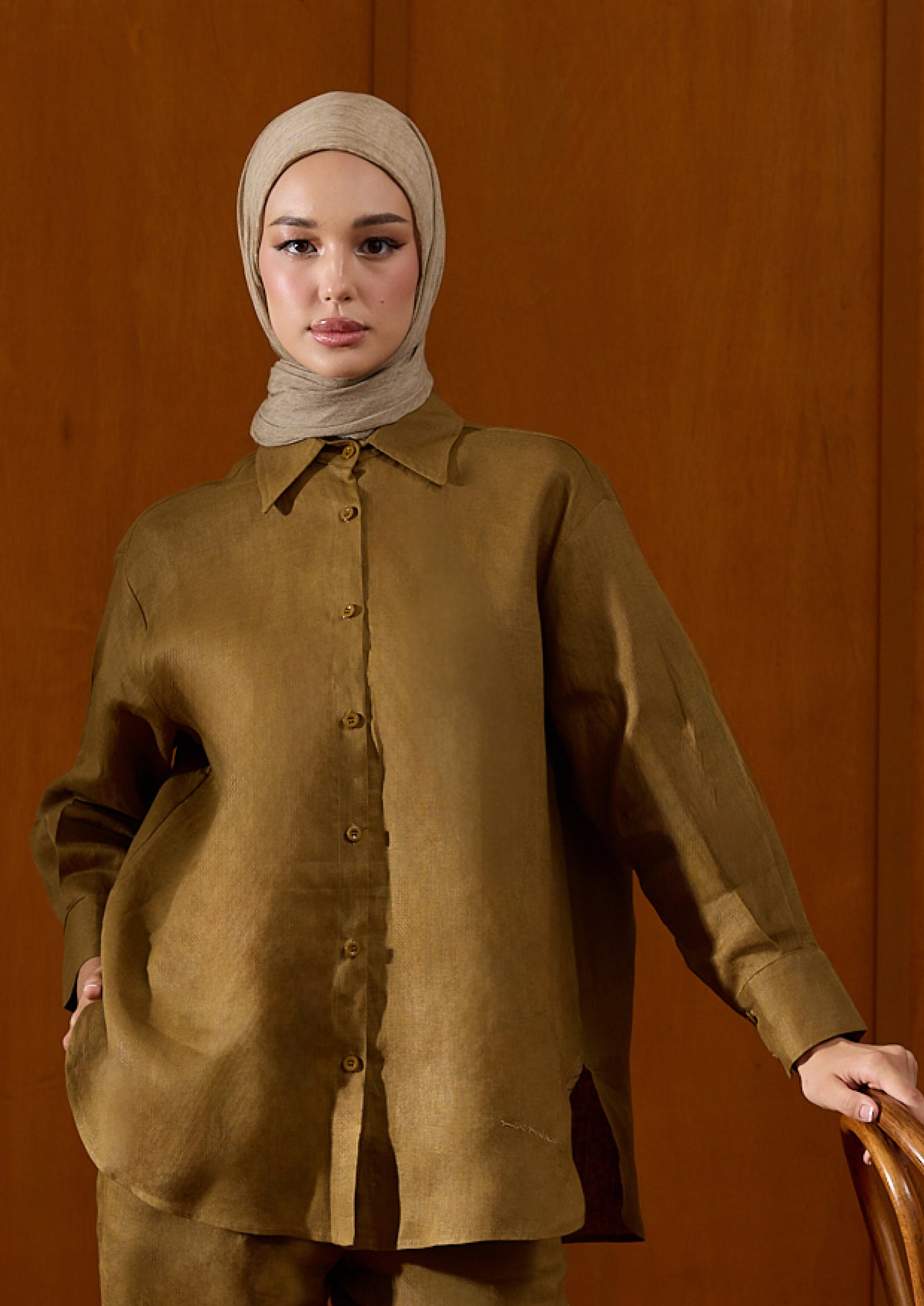 Linen Top : Olive