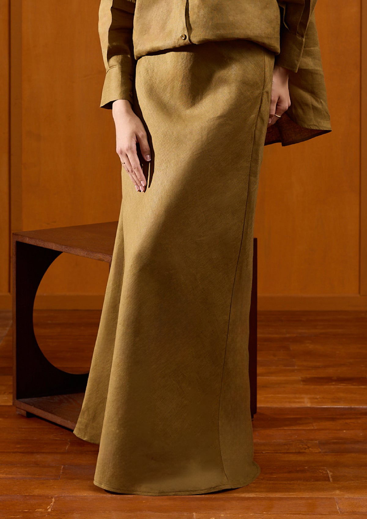 Linen Skirt : Olive